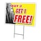Signmission Buy 3 Tires Get 1 Free Yard & Stake outdoor plastic coroplast window, C-1824 Buy 3 Tires Get 1 Free C-1824 Buy 3 Tires Get 1 Free - alternate 1